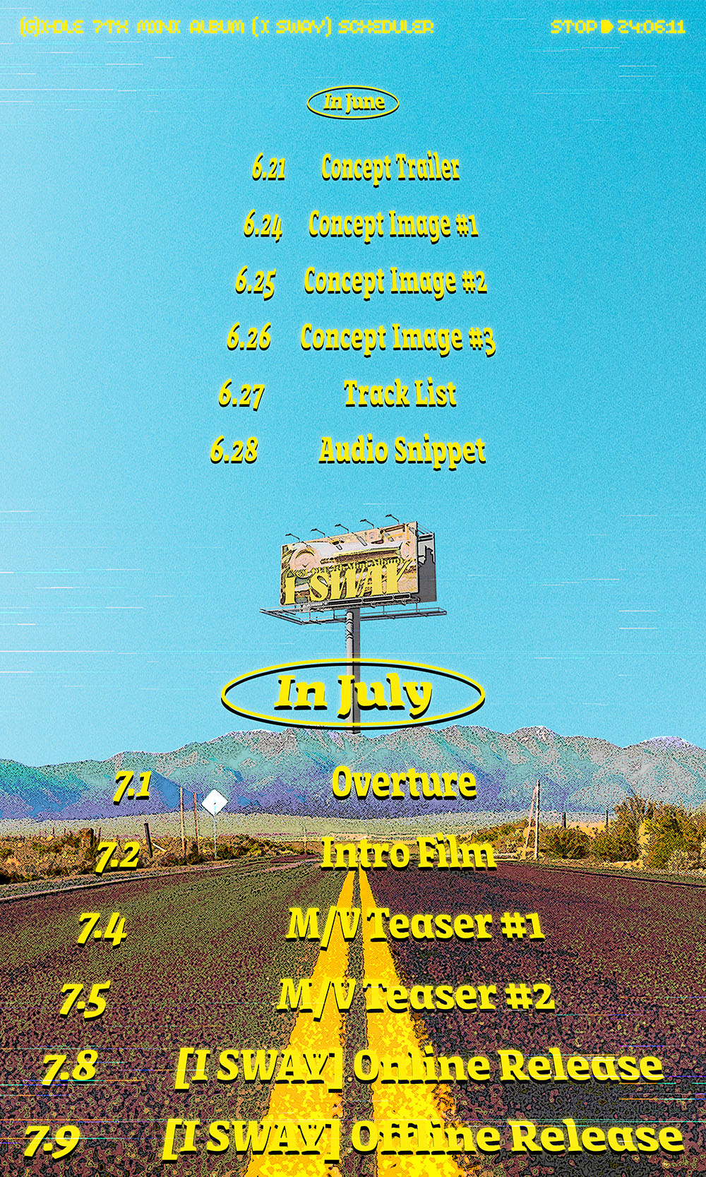 (G)I-DLE unveils comeback scheduler for 'I SWAY'