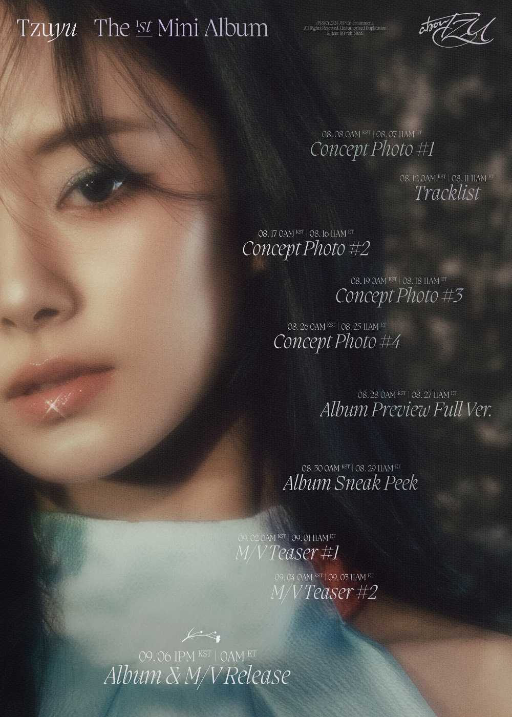 TWICE's Tzuyu unveils timetable for 1st mini album 'abouTZU'