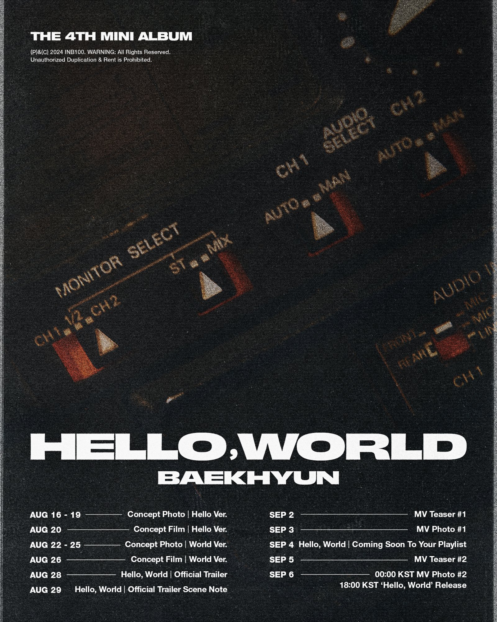 EXO's Baekhyun unveils scheduler for 4th mini album 'Hello, World'