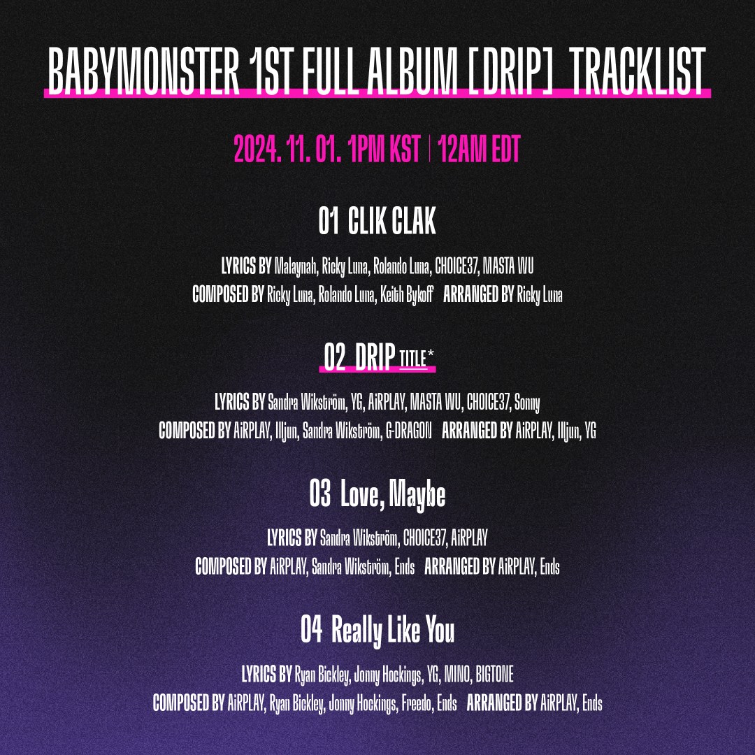 BABYMONSTER announces 1st full album 'DRIP' set for release on November 1